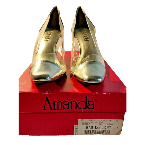 Amanda Woman's Cinderella Silver and Clear Slip on Pumps Size 9.5 M Clear Heals - Picture 1 of 10